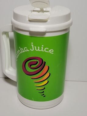 Green Travel Mug with White Lid and Handle - Branded
